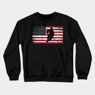 Hockey American Flag 4th of July Patriotic USA Dad Men Son Crewneck Sweatshirt